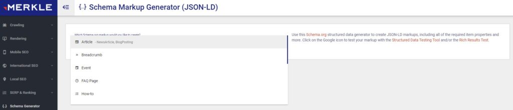 Schema Markup Generatorのスクリーンショット